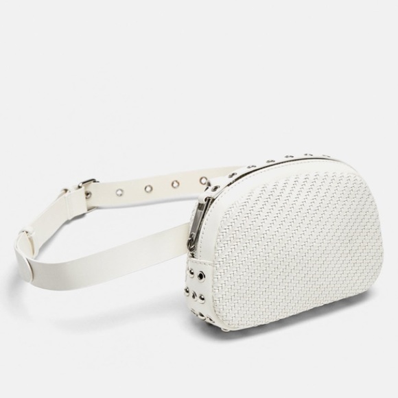 Zara Handbags - Zara white braided crossbody belt bag